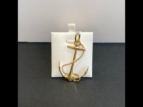 14K Yellow Gold Anchor and Rope Pendant
