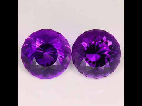 Pair of Fine Round Amethysts 14.90cts Total Weight