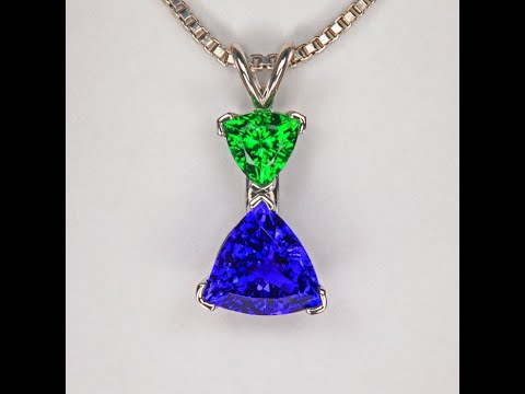 14K White Gold Tanzanite and Tourmaline Pendant 4.97 Carats