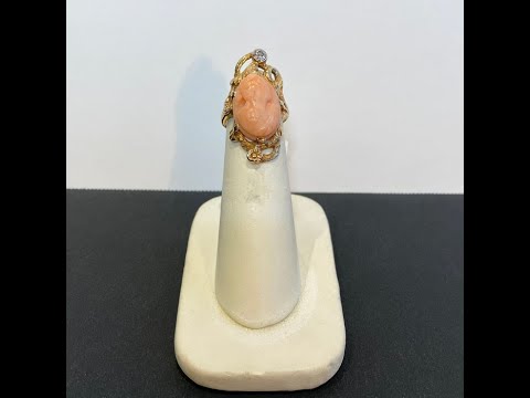 10K Yellow Gold Angelskin Coral Cameo Ring