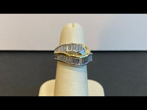 18K Yellow Gold and Platinum Diamond Baguette Ring 1.68 Carats