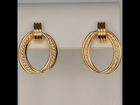 14K Yellow Gold Braided Loop Earrings