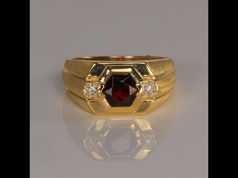 10K Yellow Gold Garnet and Diamond Ring 1.25 Carats