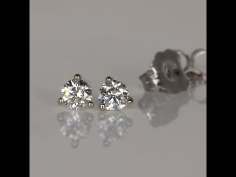 14K White Gold Diamond Stud Earrings .32 Carats