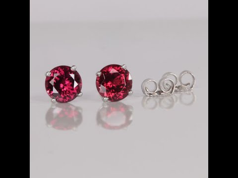 14K White Gold Rhodolite Garnet Earrings 2.11 Carats