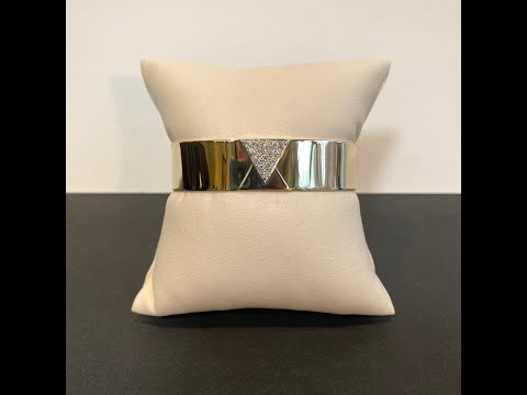 14K Yellow and White Gold with Diamond Accent Cuff Bracelet
