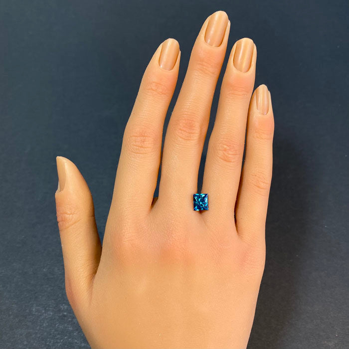 greenish blue zircon rectangular brilliant