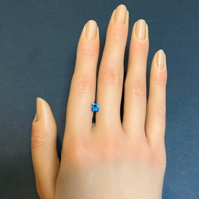 rectangular brilliant cut gemstone blue zircon 
