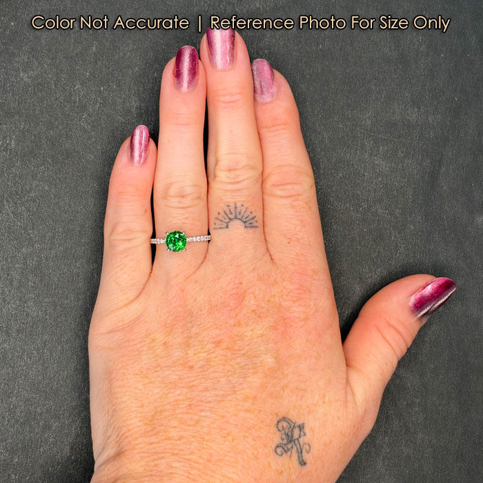 size of tsavorite garnet ring on hand
