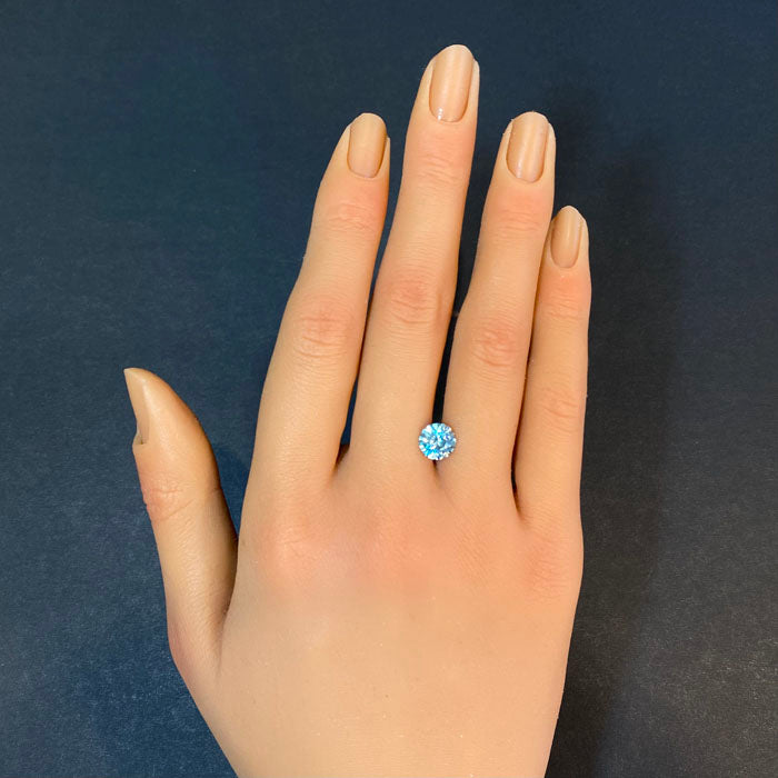 round cut blue zircon 2.60 carats