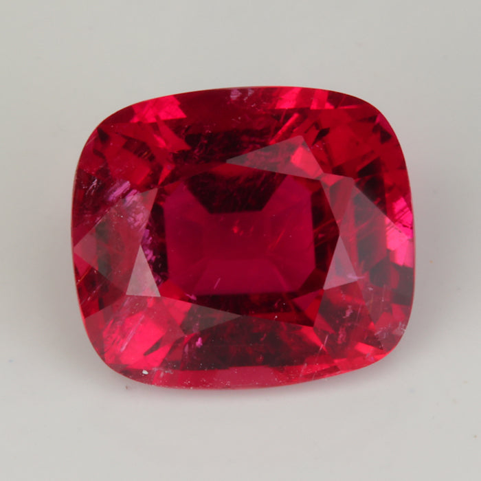 red rubellite tourmaline gemstone antique cushion cut