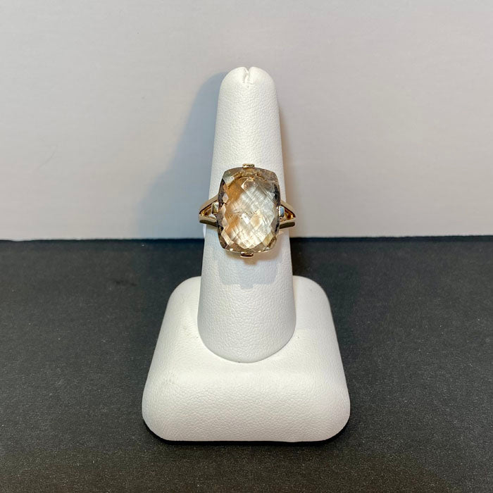 10k yellow gold rutilated quartz ring