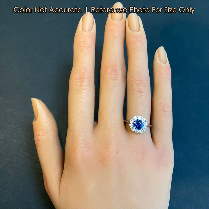 white gold diamond halo sapphire ring size