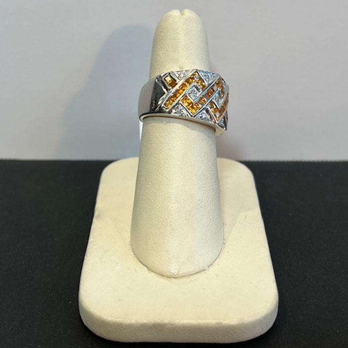 yellow sapphire diamond white gold ring