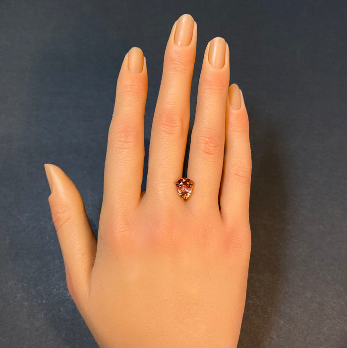 pink orange tourmaline shield cut