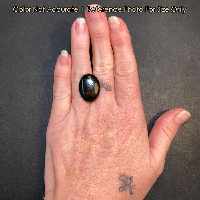 black opal on hand size reference