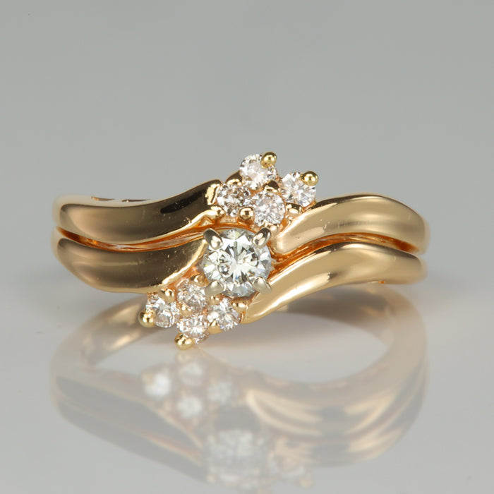 yellow gold and diamond soldered wedding set