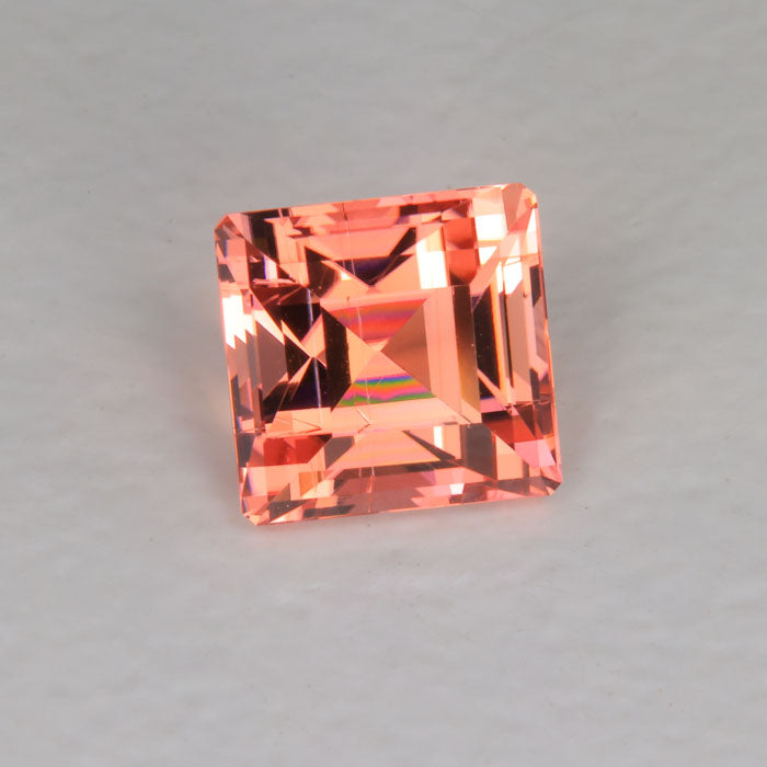 pink orange tourmaline gemstone from Congo square step cut 
