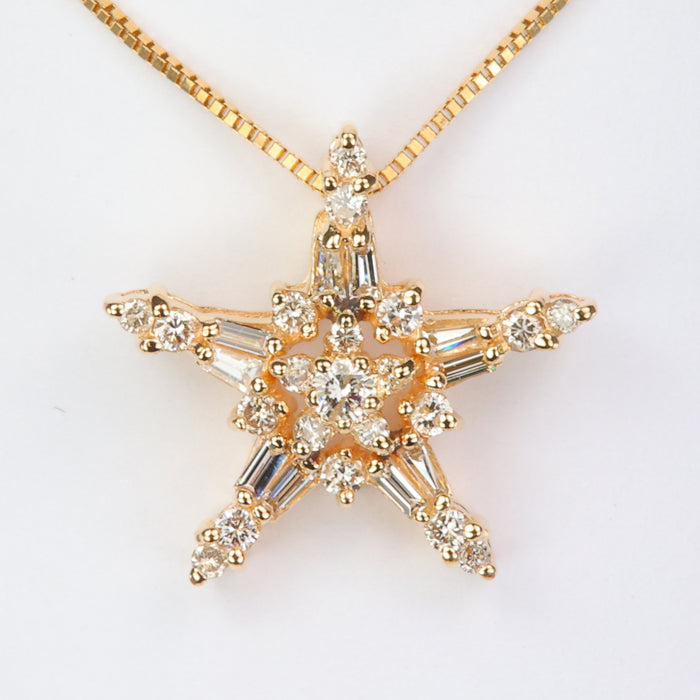 yellow gold diamond star pendant 