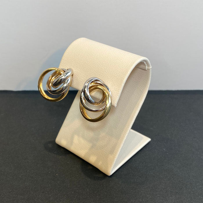 yellow and white gold swirl earrings