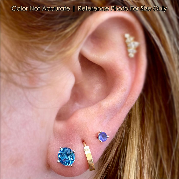 size of topaz earring on ear