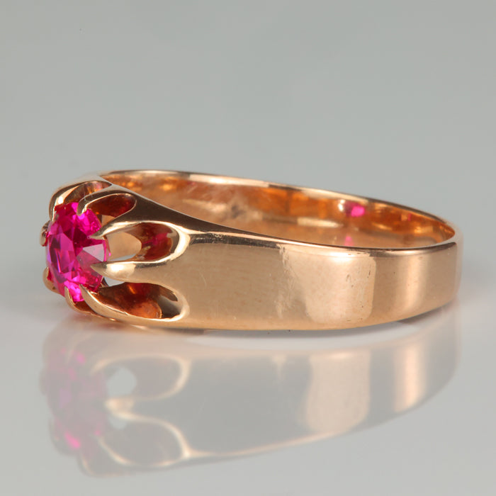 synthetic ruby gold estate ring
