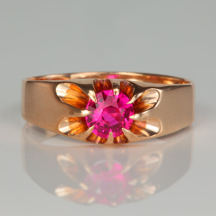 yellow gold synthetic ruby ring
