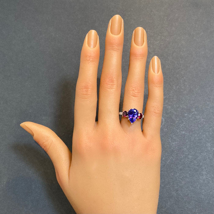 tanzanite and pyrope garnet ring white gold