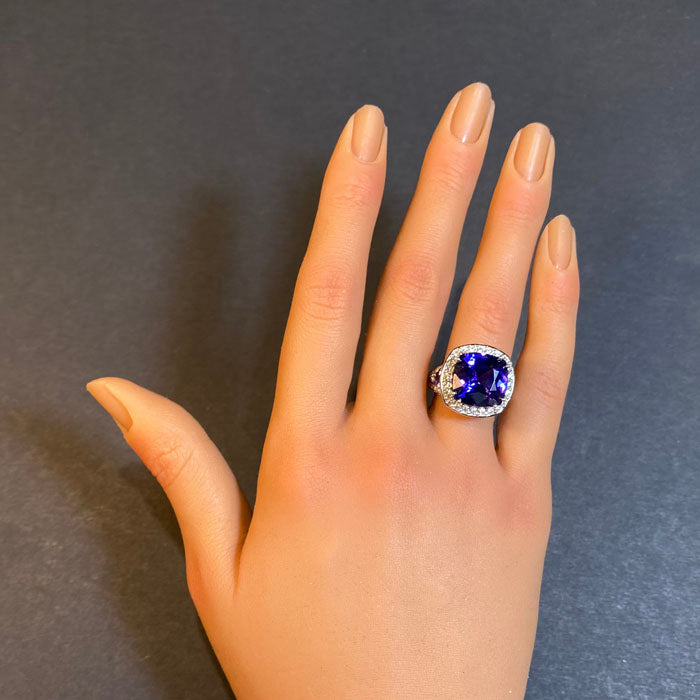 square cushion tanzanite ring