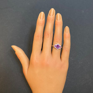 three stone pink sapphire ring 