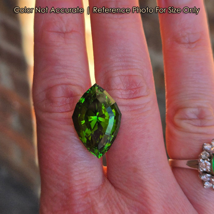 size of green kite tourmaline on hand