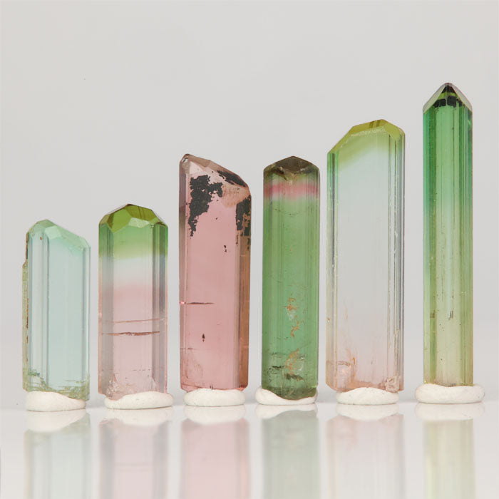 pink green clear natural tourmaline crystal lot
