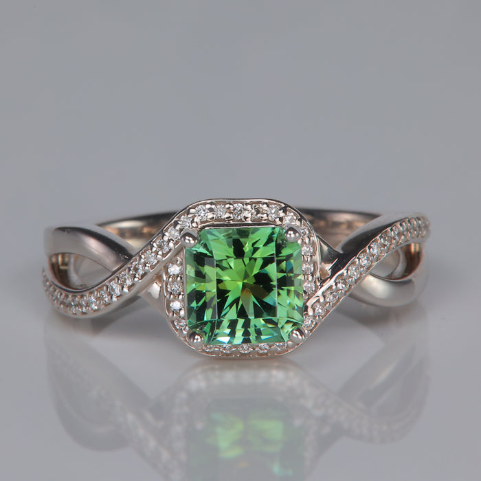 green tourmaline and diamond ring 