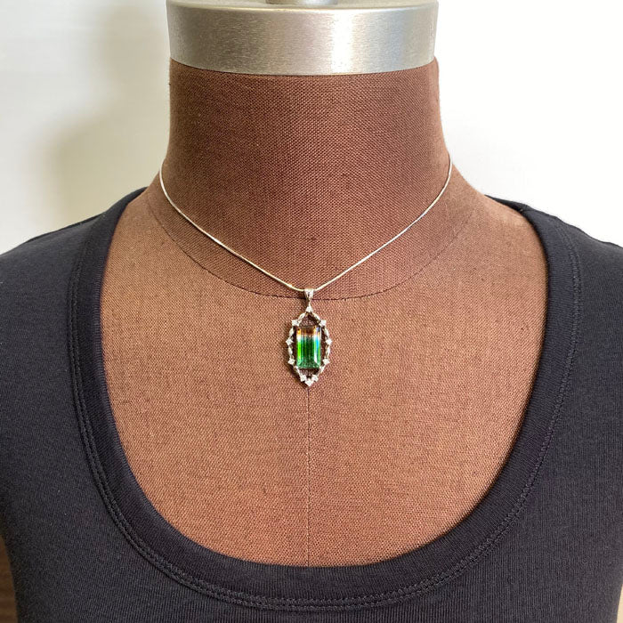 tri color tourmaline pendant white gold