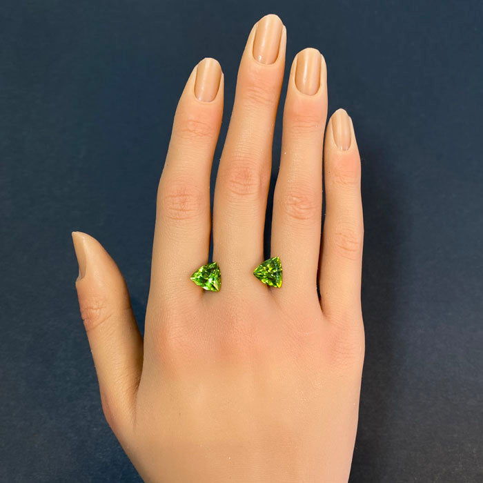 trilliant cut peridot pair