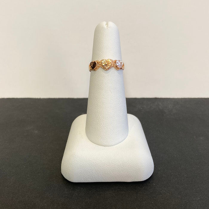 rose gold ring with three hears
