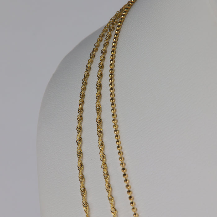 rope and bead yellow gold estate triple strand necklace