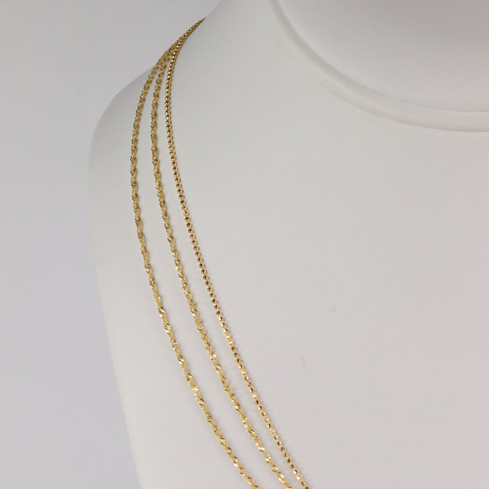 beaded and rope link yellow gold estate necklace 