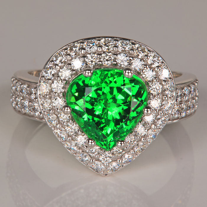 tsavorite garnet shield cut diamond ring