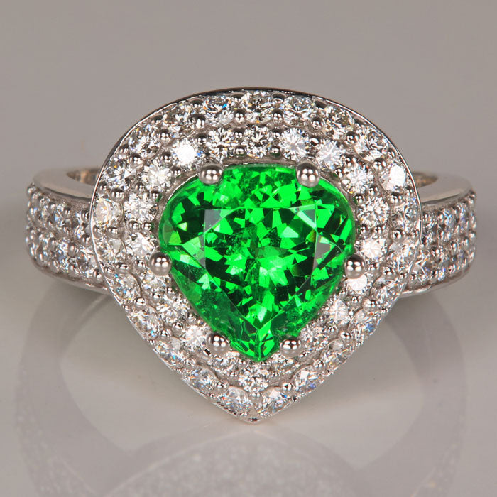 Tsavorite diamond ring gia certified white14k gold oval green grossula –  Goldaevo Jewelry