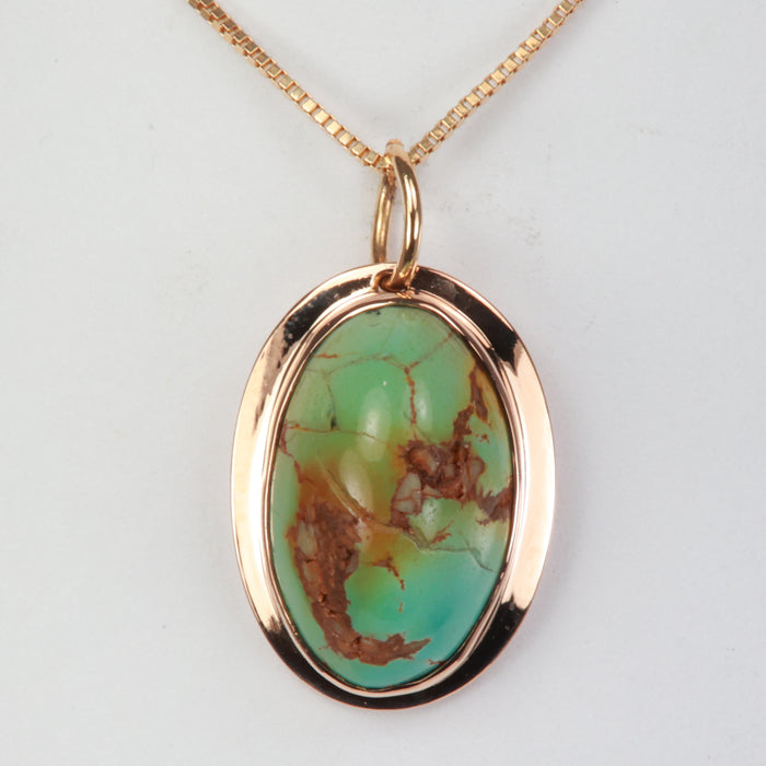 yellow gold turquoise pendant