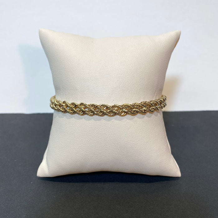 yellow gold two strand rope bracelet