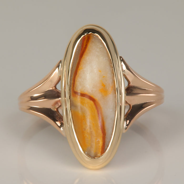 yellow and rose gold jasper gem ring