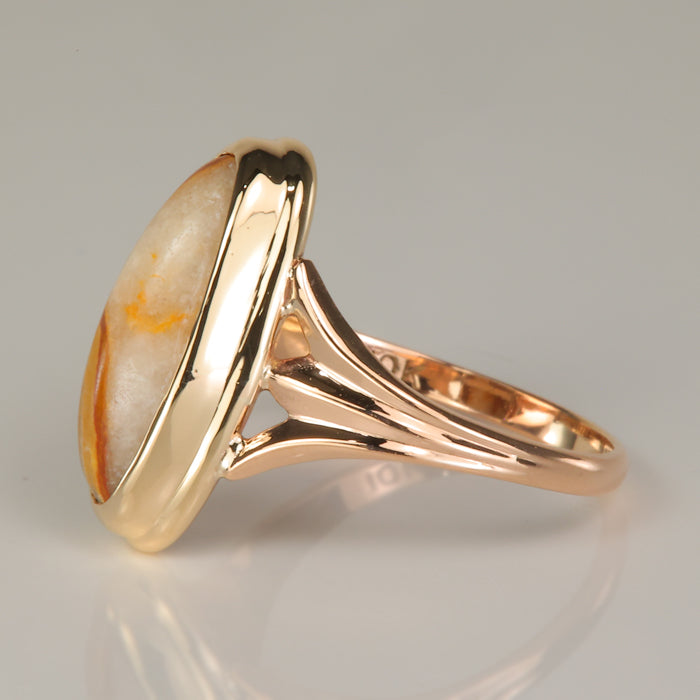 rose and yellow gold jasper ring