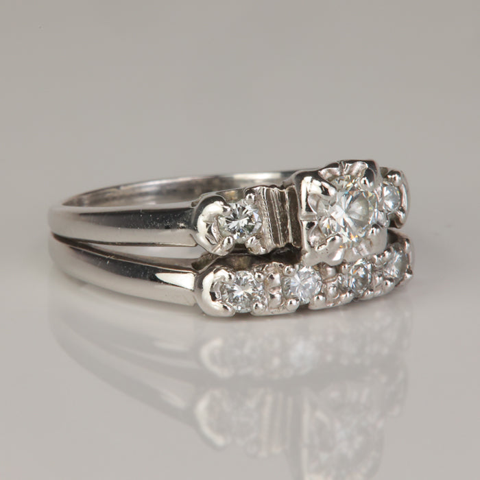 white gold and diamond wedding set