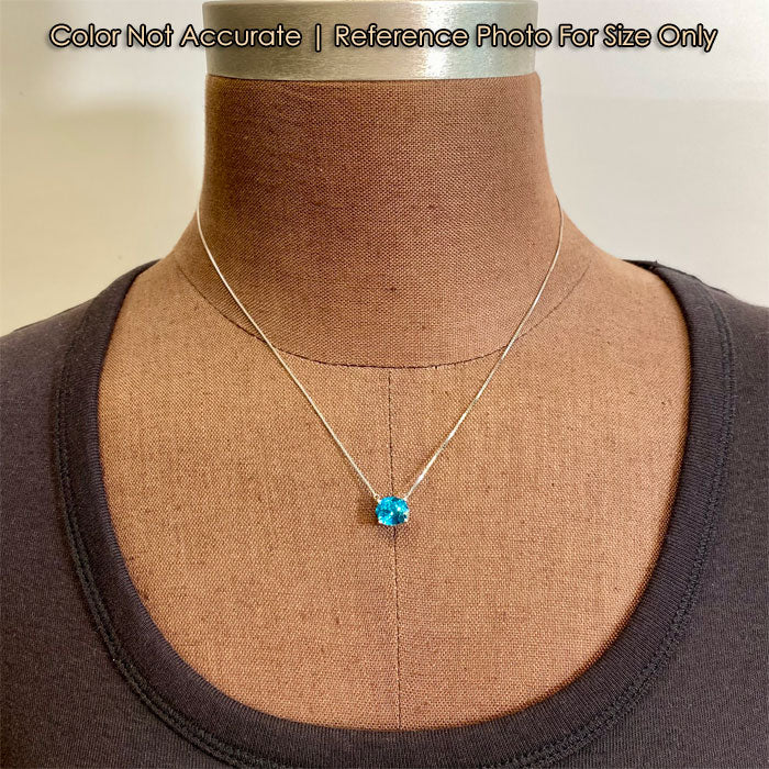 size of blue zircon gemstone necklace