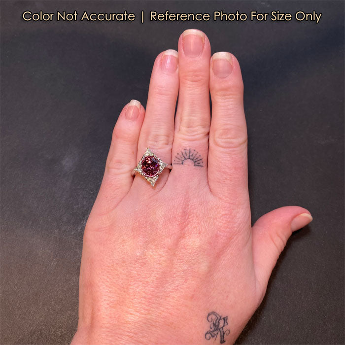 garnet ring with diamonds in white gold