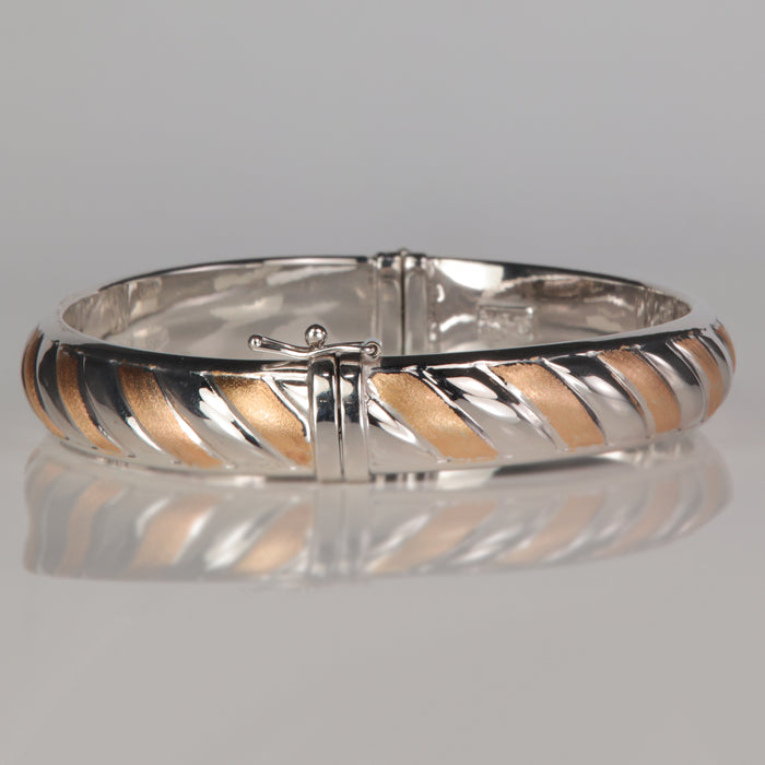 bangle bracelet with two tone gold