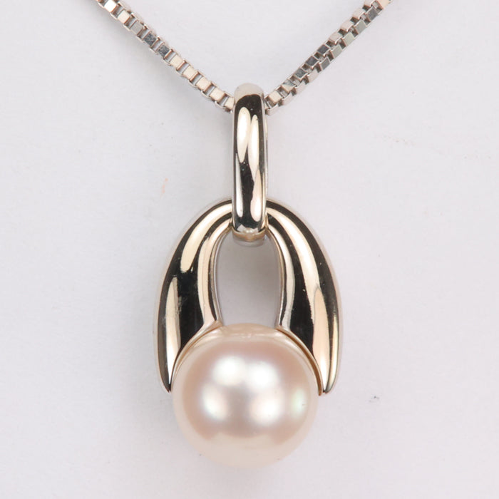 white gold and pearl estate pendant