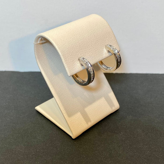 diamond and white gold huggie hoop earrings